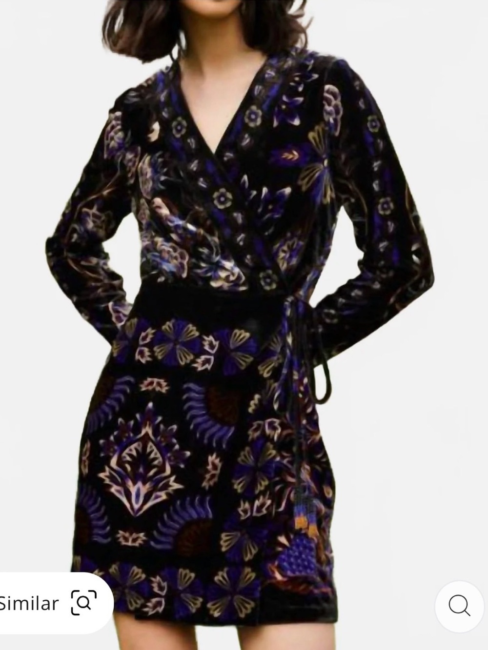 FARM RIO BEAUTIFUL Arabesque Mix Scarves Wrap Mini Dress In Black!